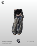 Retro Denim Wide Leg Mop Pants